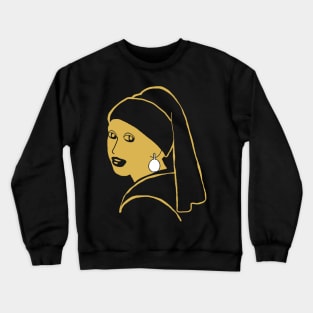 Minimalist Golden Girl with a Pearl Earring Crewneck Sweatshirt